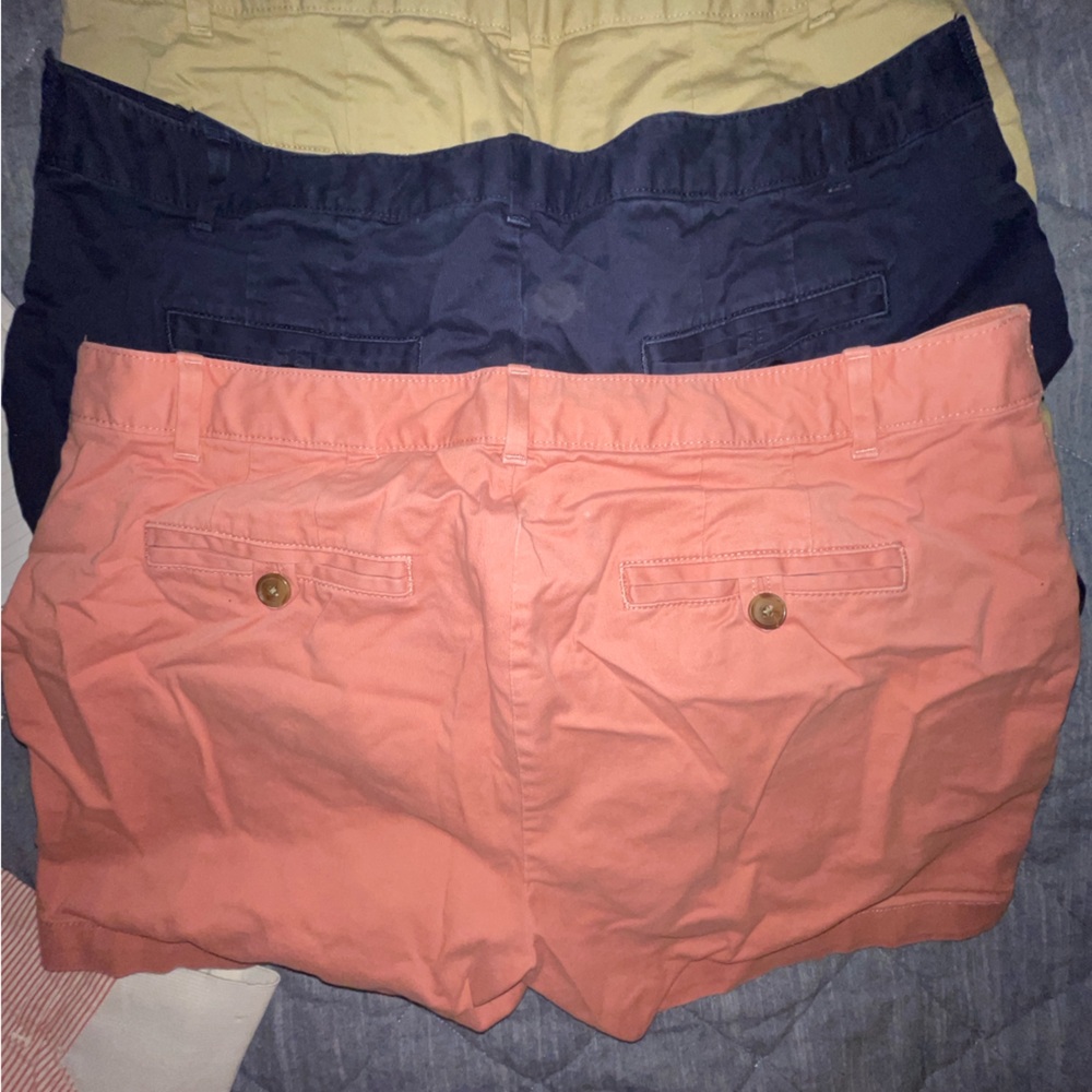 Gap Maternity 4” Shorts Sz 4 Navy Blue & Pink Chino Cotton Stretch Low Rise